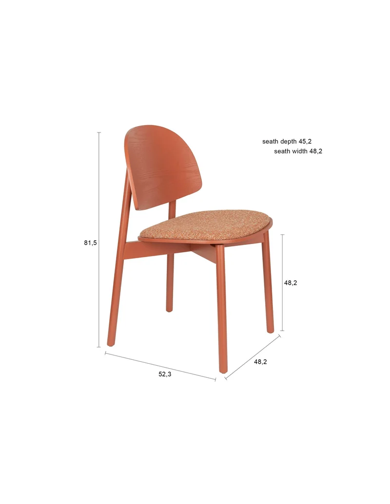 Zuiver Stuhl Sunrise – Rot, Polyester, 52,3 × 48,1 × 81,5 cm, 2er-Set