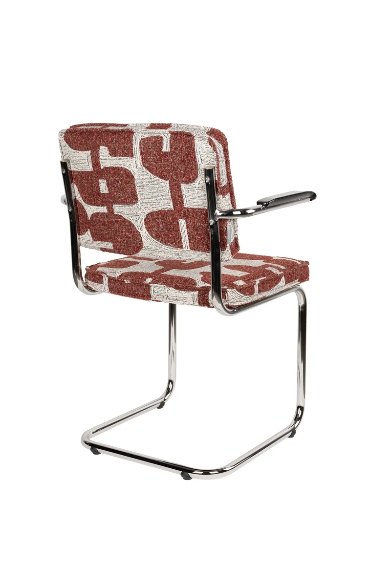 Zuiver Sessel Ridge Deco Symbols – Rot, Polyester, 60 × 48 × 85 cm, 2er-Set