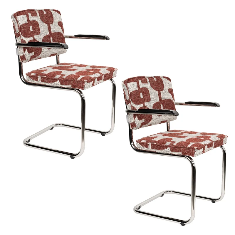 Zuiver Sessel Ridge Deco Symbols – Rot, Polyester, 60 × 48 × 85 cm, 2er-Set