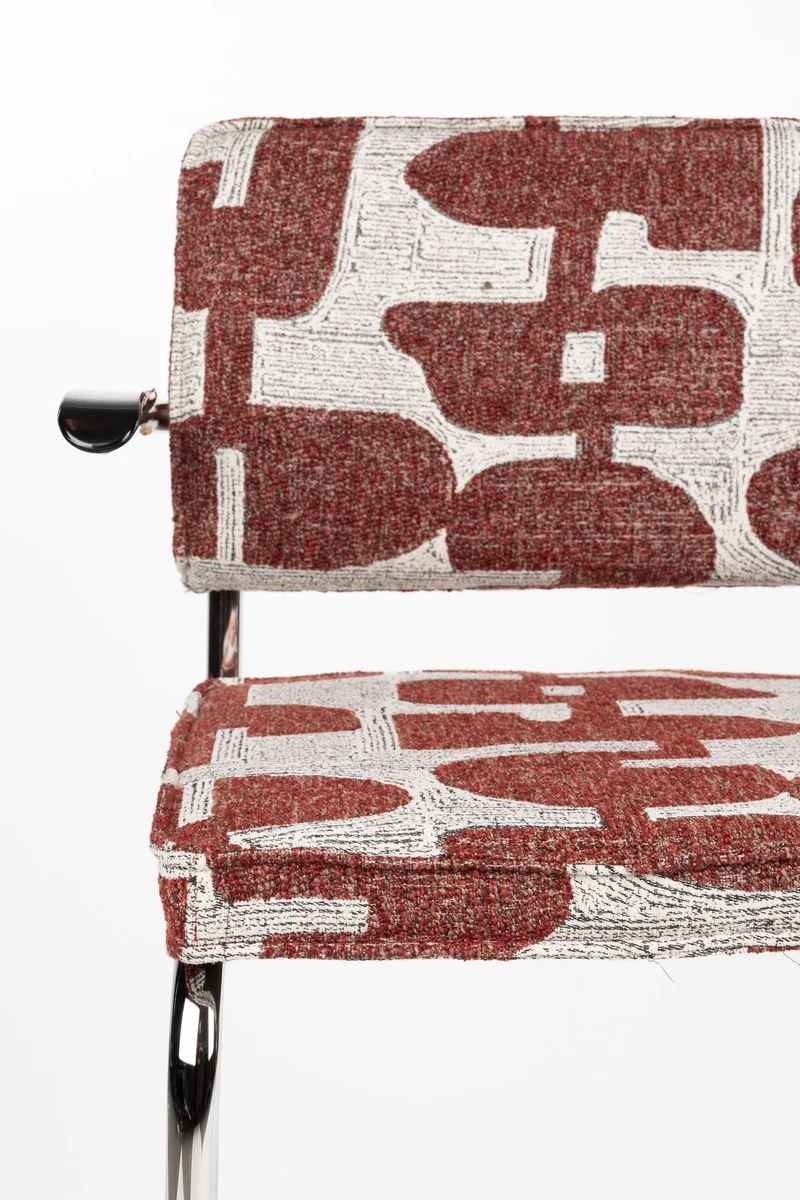 Zuiver Sessel Ridge Kink Deco Symbols – Rot, Polyester, 60 × 48 × 85 cm, 2er-Set