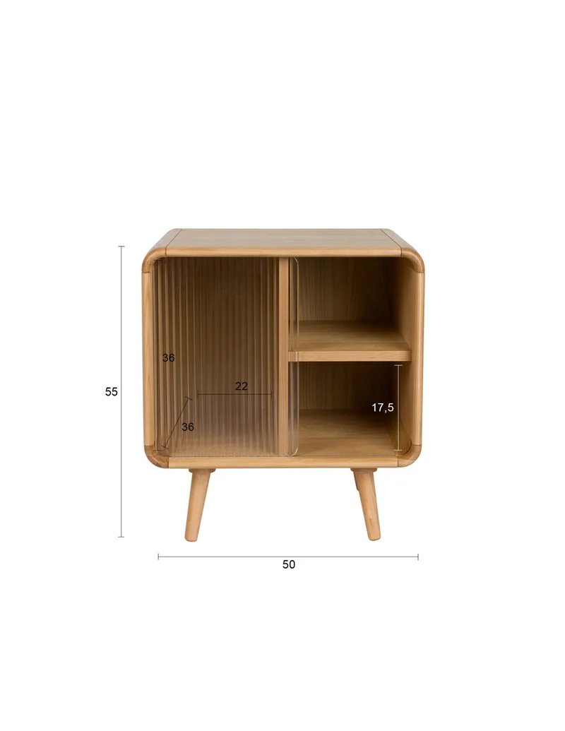Zuiver Beistelltisch Bed Stand Rise – Natur, Holz, 40 × 50 × 55 cm