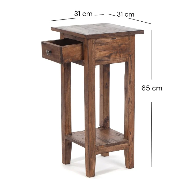 TELEFONTISCH "DRAWER 65" | Mahagoni, 65x31x31 cm | Beistelltisch | Farbe: 02 hellbraun