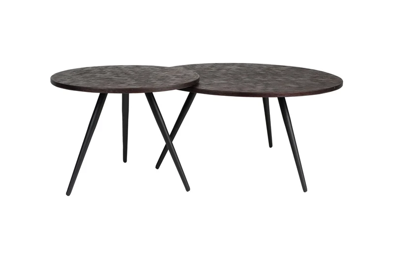 White Label Living Tisch-Set Webster – Braun, Teakholz, 70 × 70 × 39 cm, 2er-Set