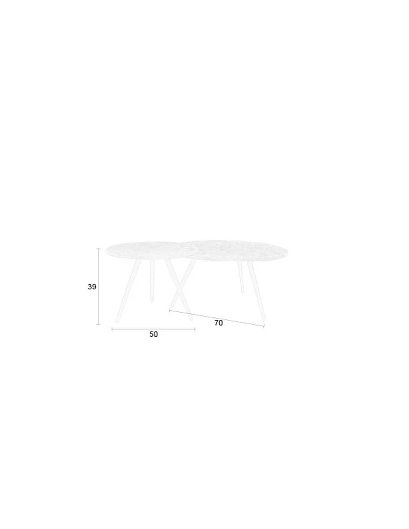 White Label Living Tisch-Set Webster – Braun, Teakholz, 70 × 70 × 39 cm, 2er-Set