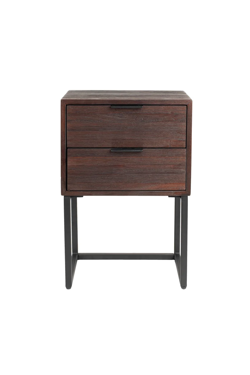 White Label Living Beistelltisch / Bedstand Webster – Braun, Teakholz, 30 × 40 × 61 cm