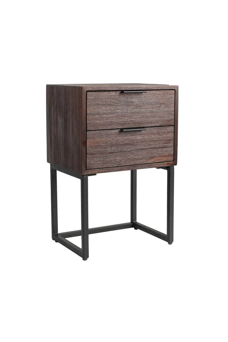 White Label Living Beistelltisch / Bedstand Webster – Braun, Teakholz, 30 × 40 × 61 cm