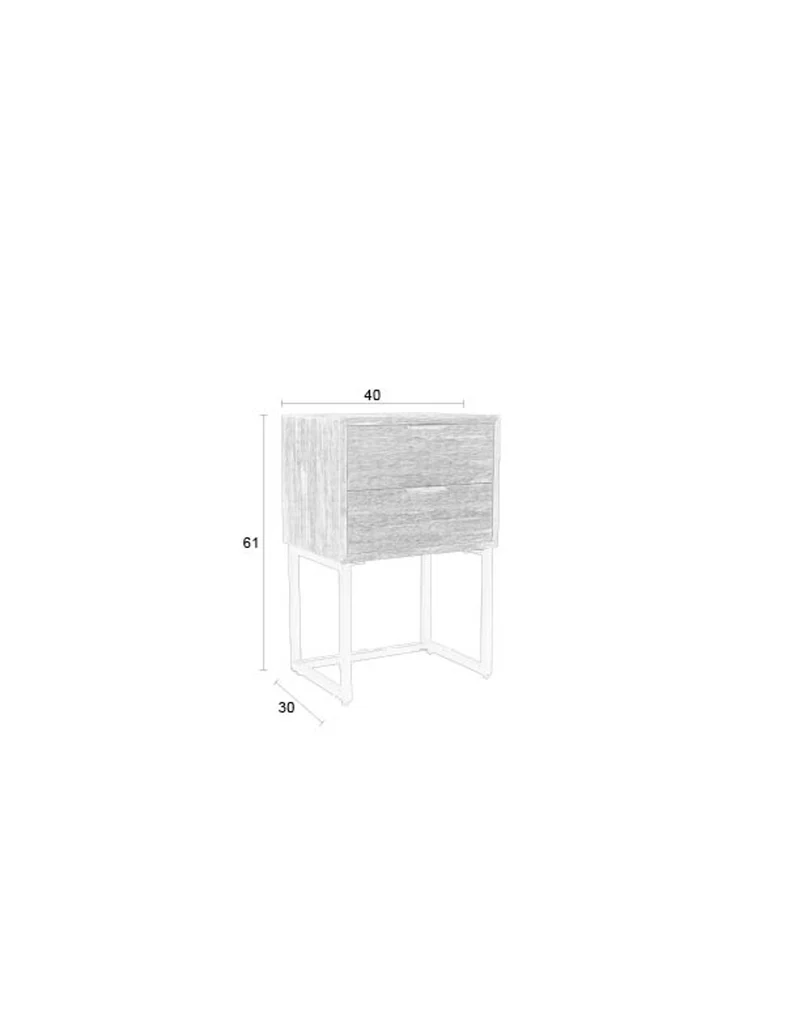 White Label Living Beistelltisch / Bedstand Webster – Braun, Teakholz, 30 × 40 × 61 cm