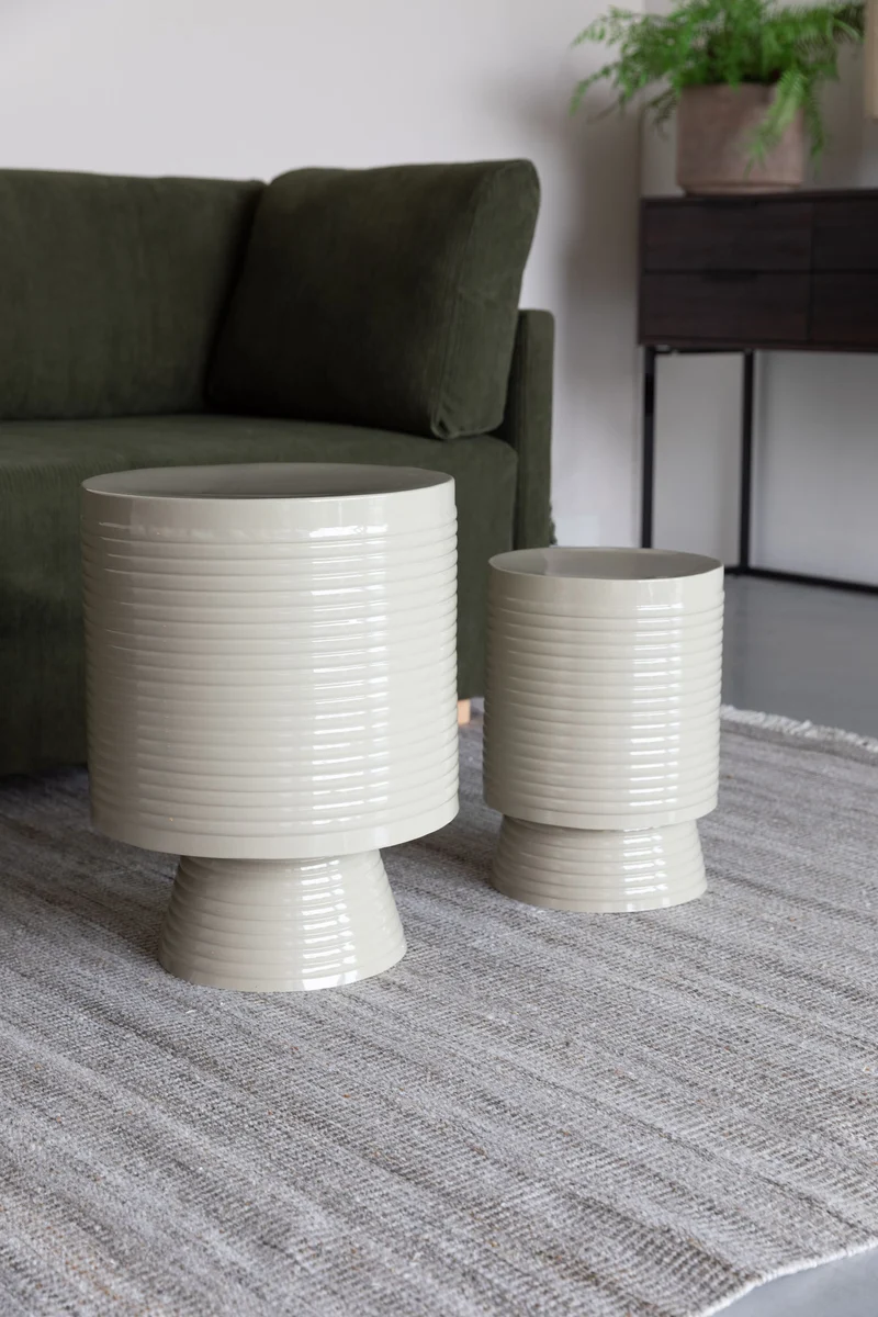 White Label Living Beistelltisch Sven L Ivory – Eisen, 35 × 35 × 46 cm