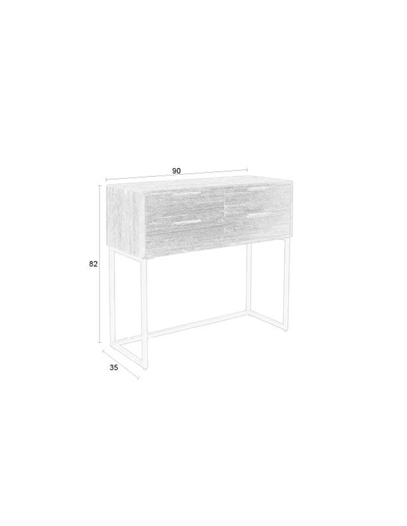 White Label Living Schrank Webster s – Teakholz, 35 × 90 × 82 cm