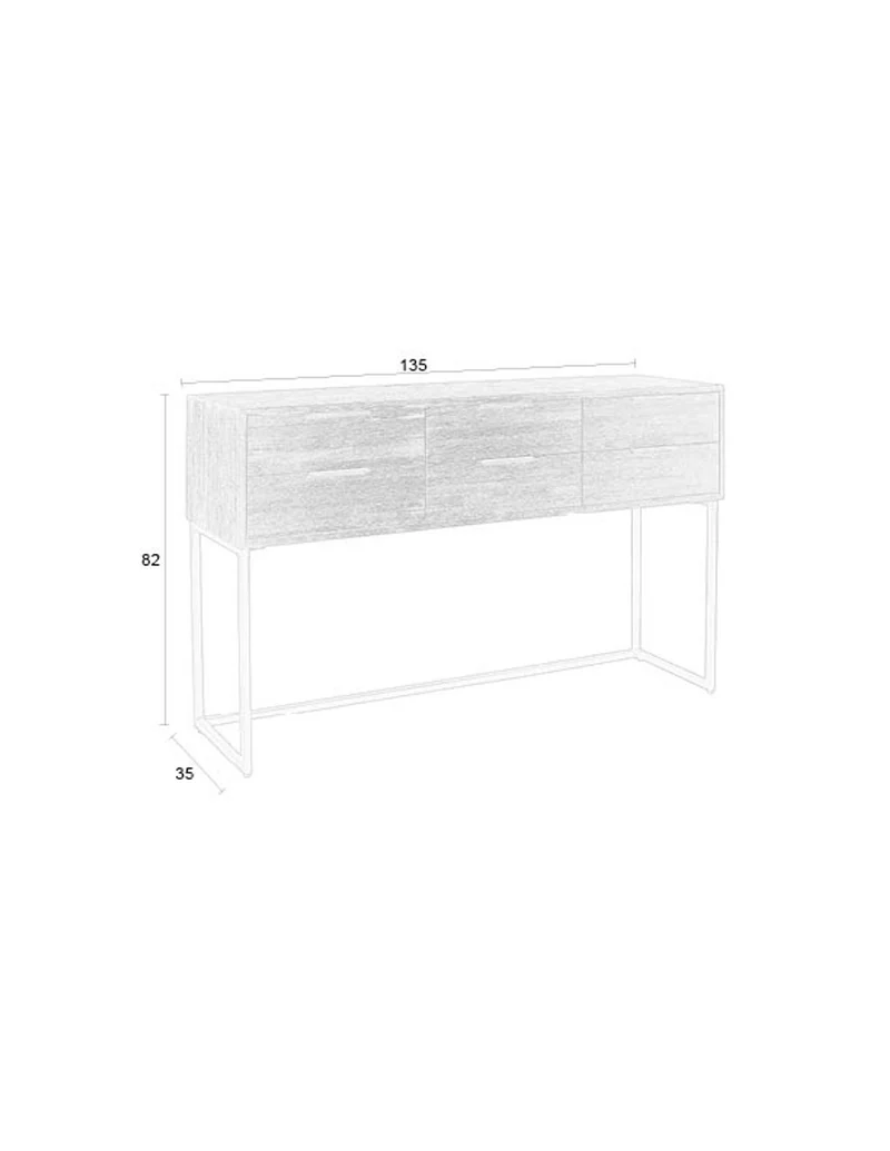 White Label Living Schrank Webster L – Teakholz, 35 × 135 × 82 cm