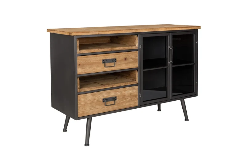 White Label Living Sideboard Damian – Massives Tannenholz, 40 × 113 × 75 cm