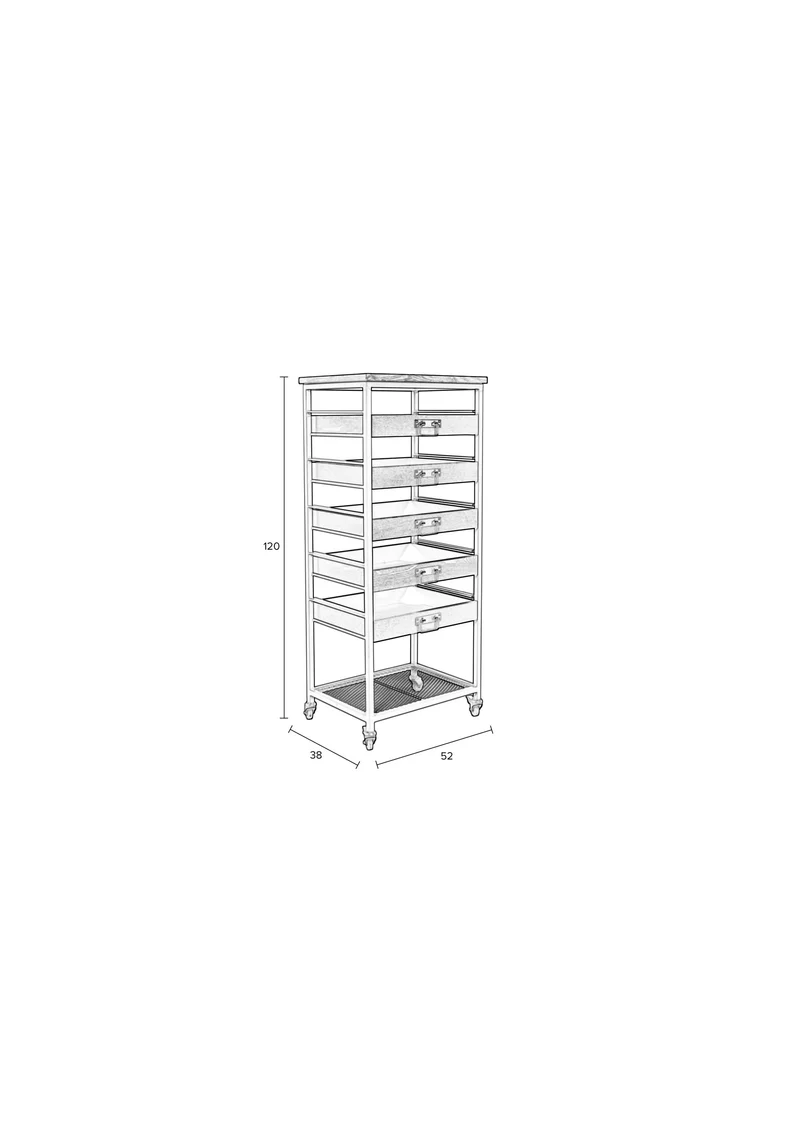 White Label Living Regal Botan S – MDF, 52 × 38 × 120 cm