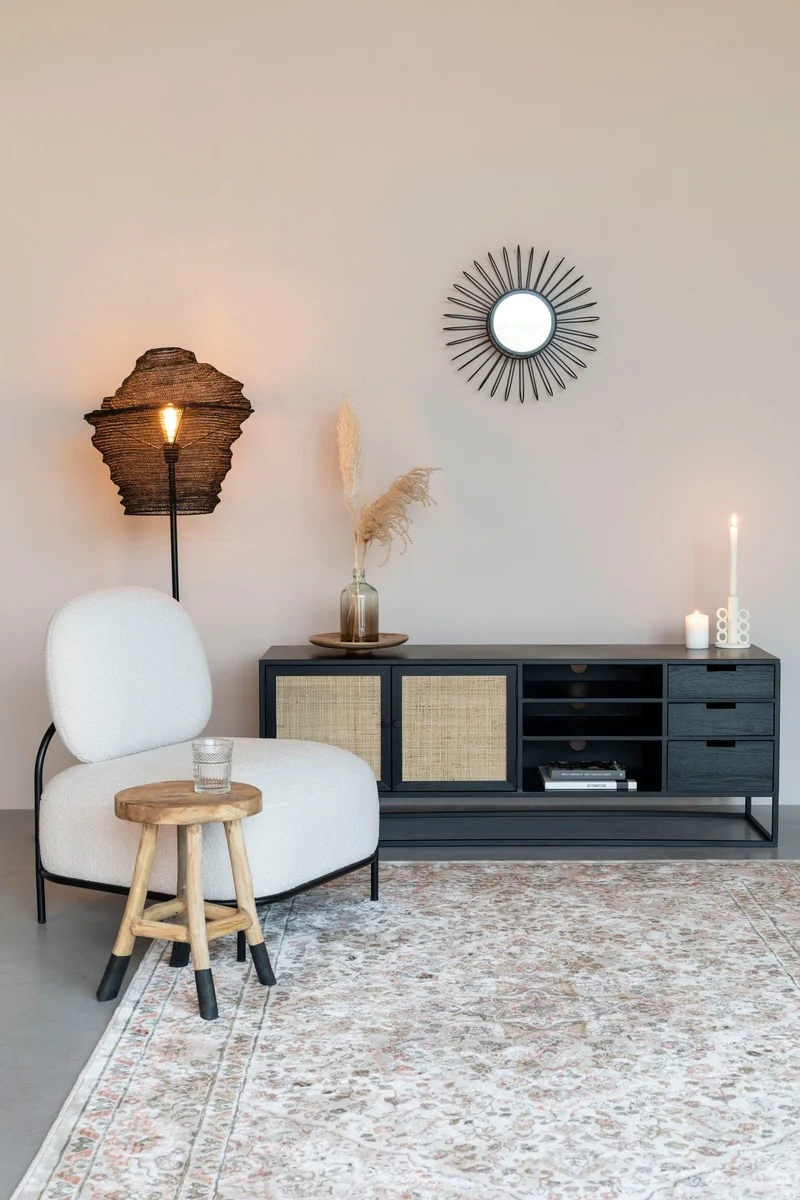 White Label Living Sideboard Guuji – Eschenfurnier, 150 × 38 × 55 cm