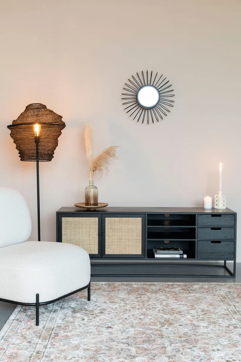 White Label Living Sideboard Guuji – Eschenfurnier, 150 × 38 × 55 cm