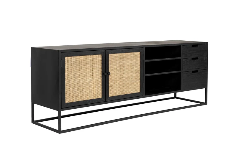 White Label Living Sideboard Guuji – Eschenfurnier, 150 × 38 × 55 cm