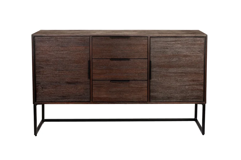 White Label Living Sideboard Webster Hoch – Teakholz, 35 × 135 × 82 cm