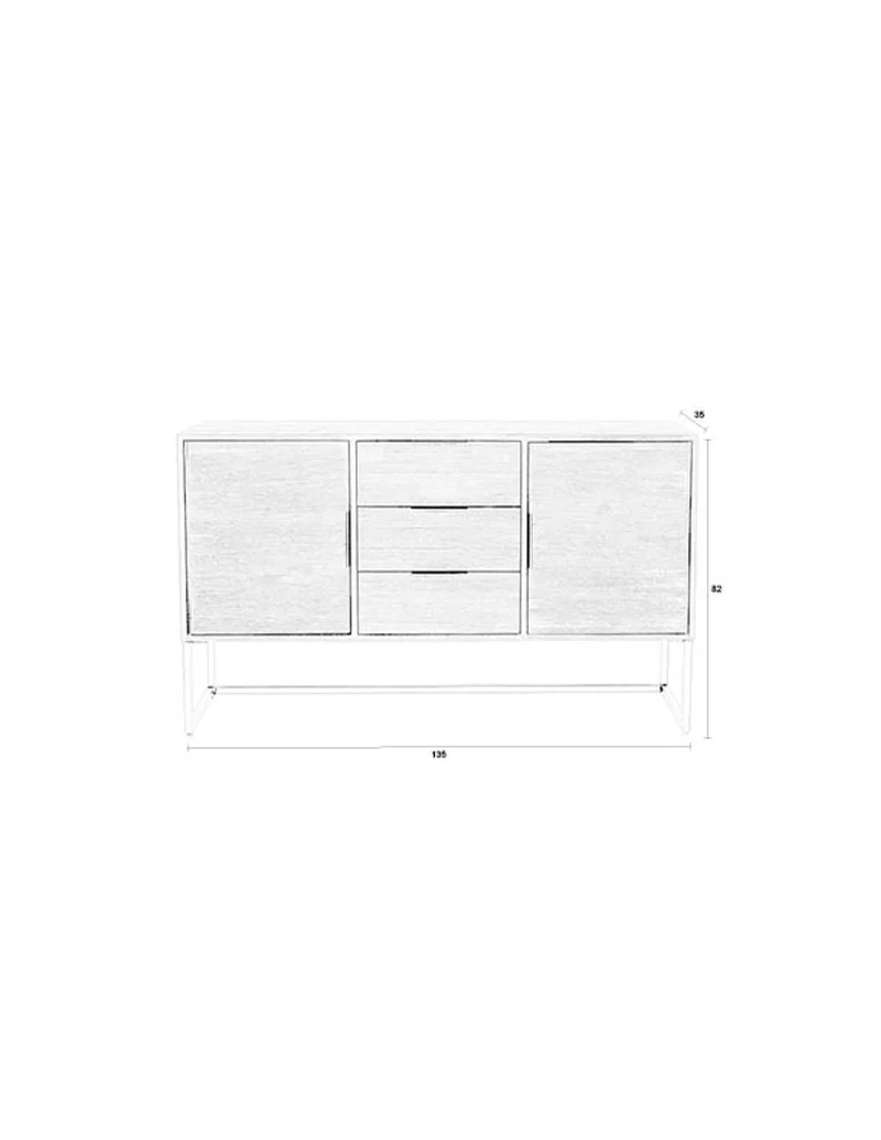 White Label Living Sideboard Webster Hoch – Teakholz, 35 × 135 × 82 cm