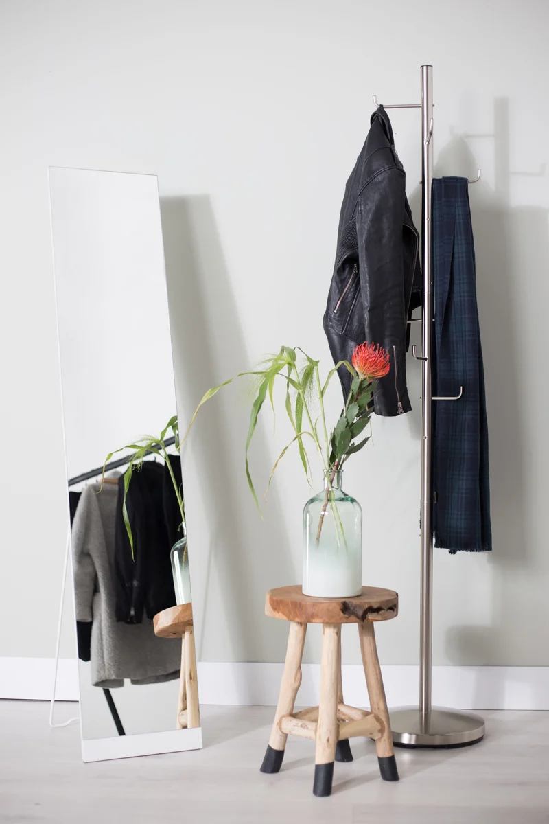 White Label Living Spiegel Stand – Weiß, Stahl, 147,5 × 30,5 × 36,5 cm