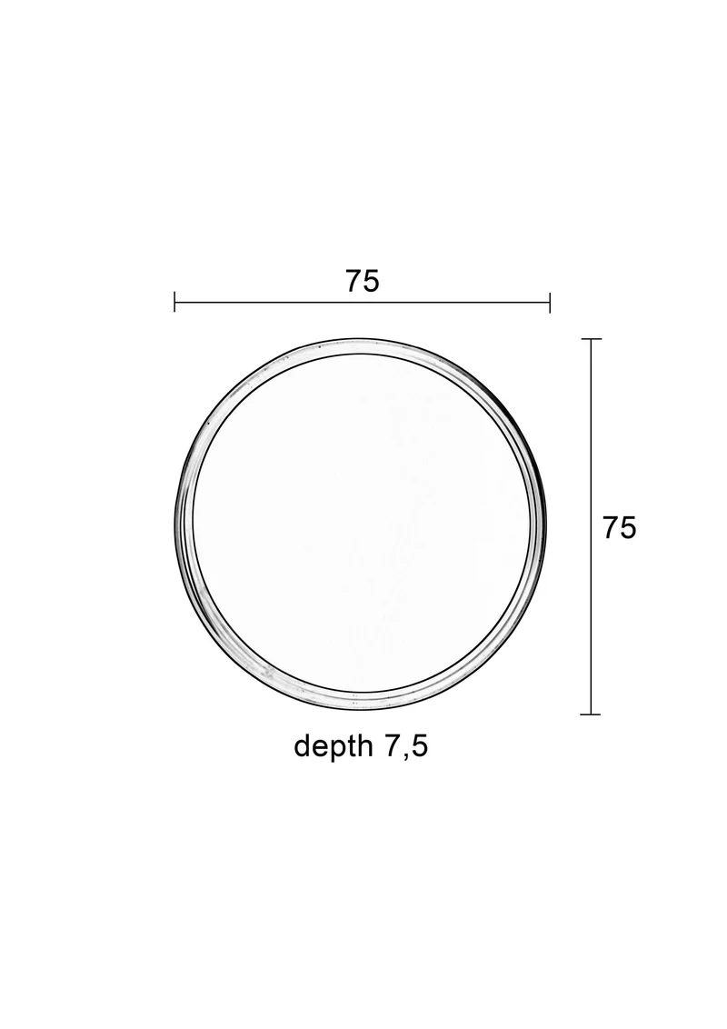 White Label Living Spiegel Raj Large – Stahl, 75 × 75 × 7,5 cm