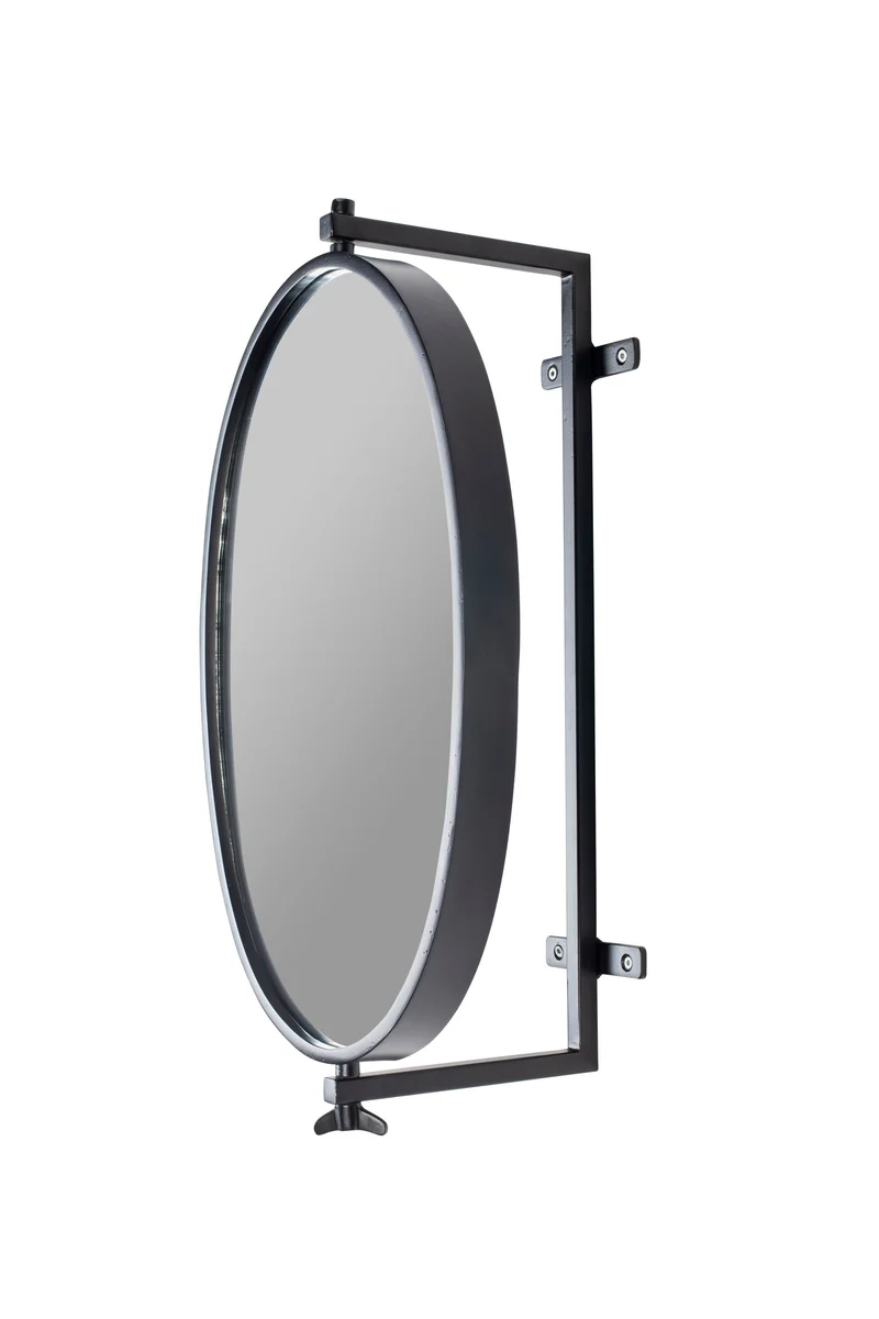 White Label Living Spiegel Lara – Schwarz, Eisen, 48 × 34 × 30,5 cm