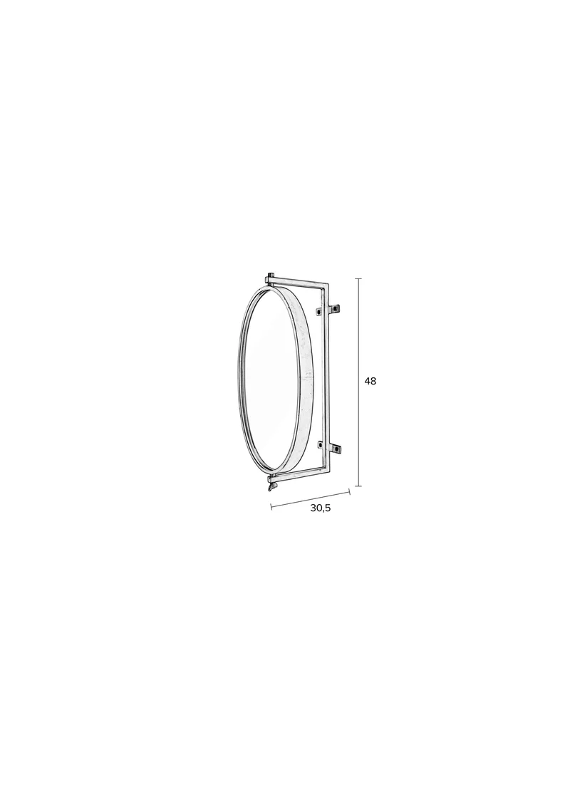 White Label Living Spiegel Lara – Schwarz, Eisen, 48 × 34 × 30,5 cm