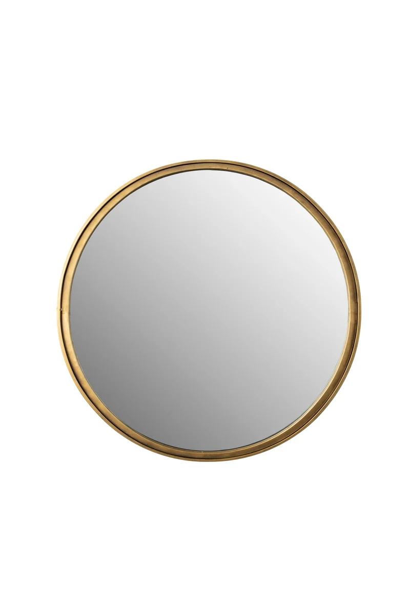 White Label Living Spiegel Matz Rund Antique Brass – Eisen, 60 × 60 × 2,7 cm