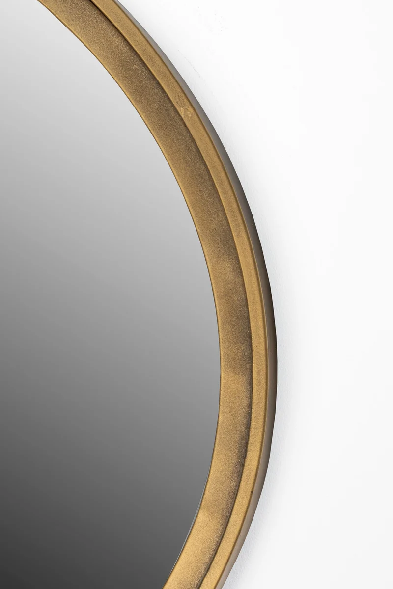 White Label Living Spiegel Matz Rund Antique Brass – Eisen, 60 × 60 × 2,7 cm