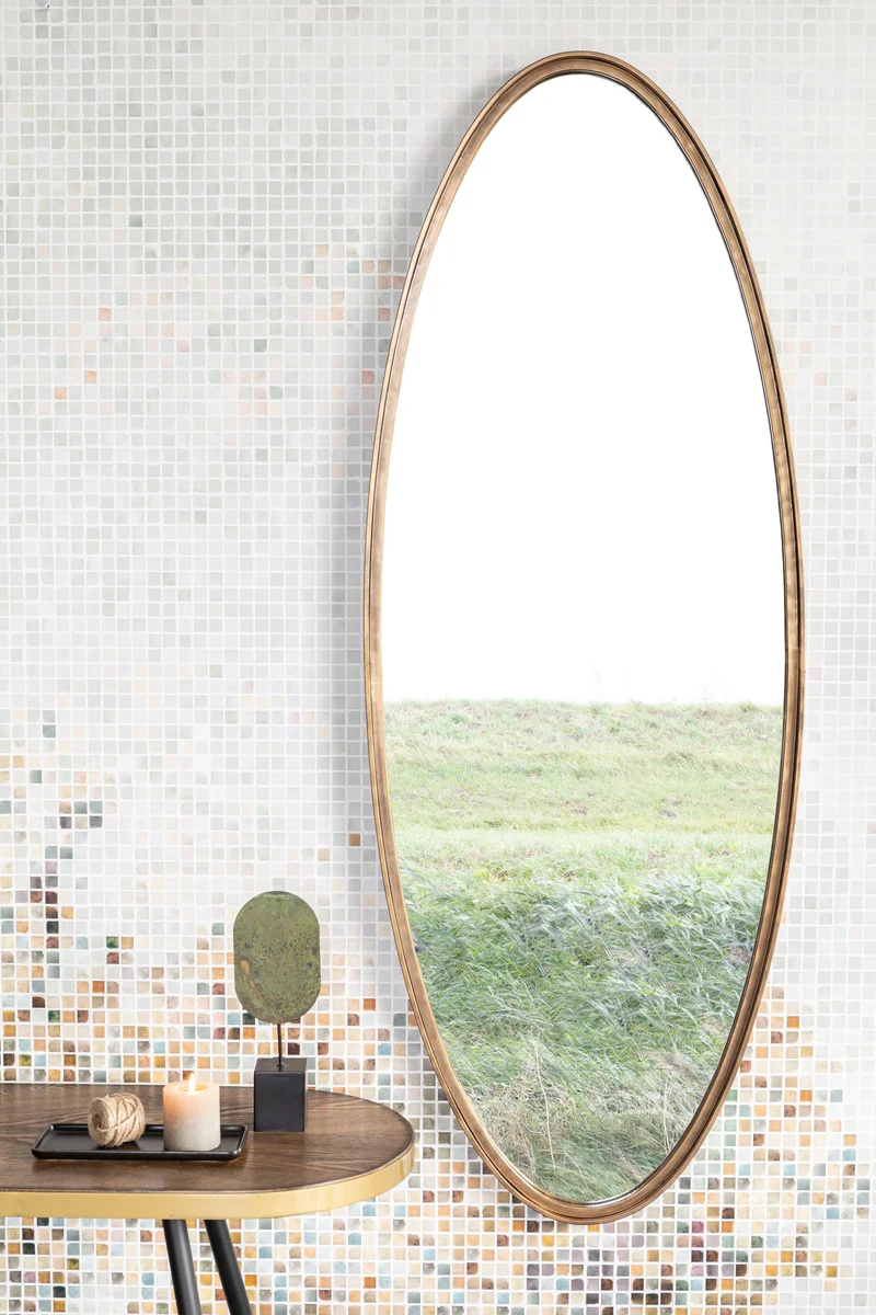 White Label Living Spiegel Matz Oval L Antique Brass – Eisen, 60 × 160 × 3 cm