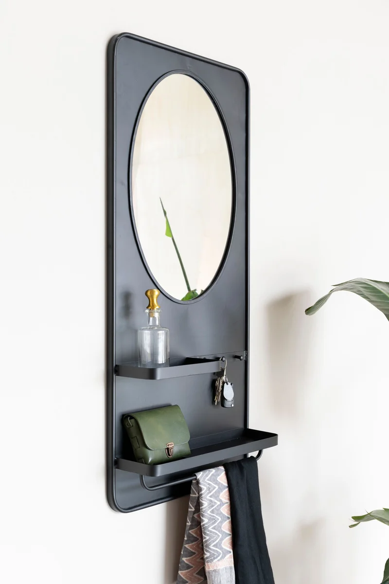 White Label Living Spiegel Shelf Pascal L – Eisen, 53 × 108 × 13 cm
