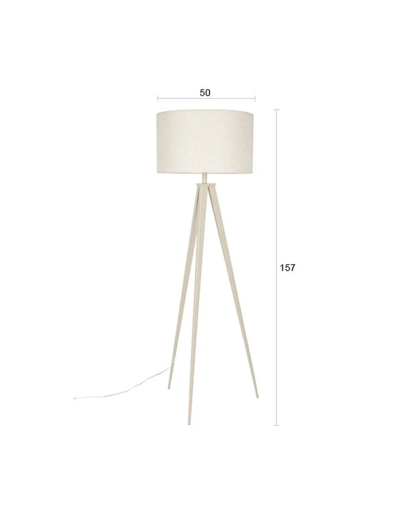 Zuiver Stehleuchte Tripod – Beige, Eisen, 50 × 50 × 157 cm