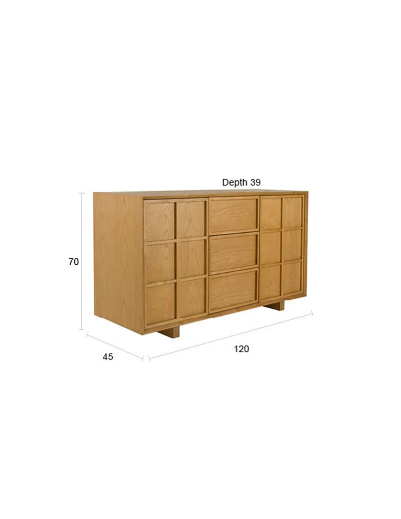 Zuiver Sideboard Raster High – Natur, Eschenfurnier, 45 × 120 × 70 cm