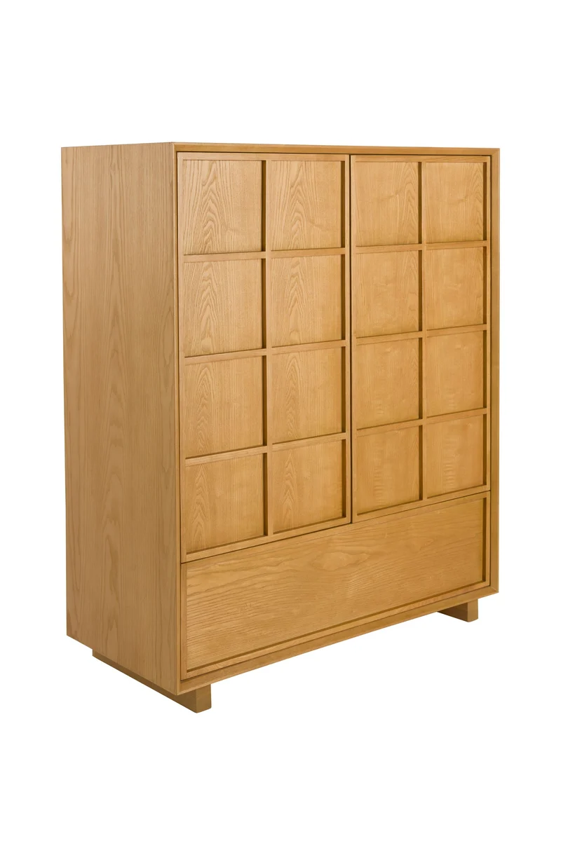 Zuiver Schrank Raster – Natur, Eschenfurnier, 45 × 100 × 120 cm