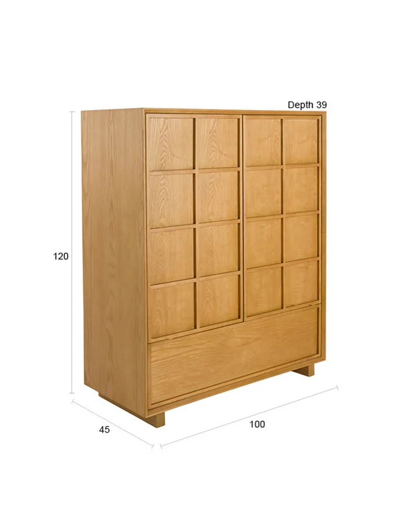 Zuiver Schrank Raster – Natur, Eschenfurnier, 45 × 100 × 120 cm