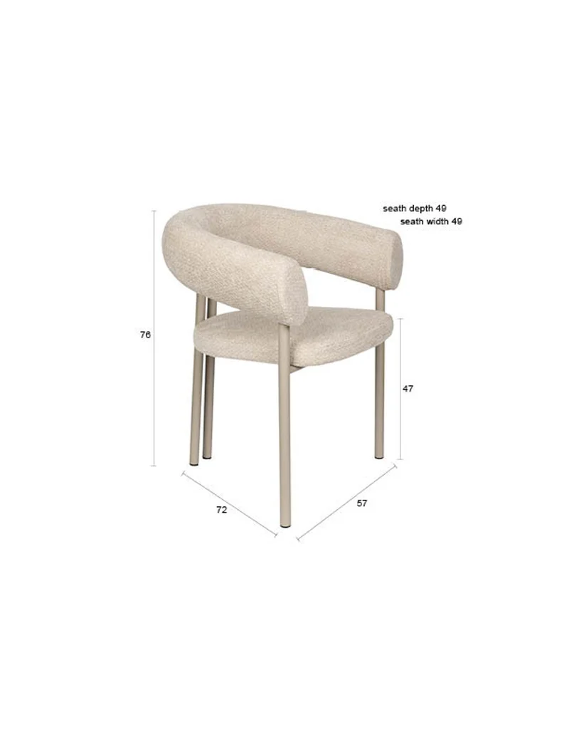 Zuiver Sessel Heels – Beige, Polyester, 57 × 72 × 76 cm, 2er-Set