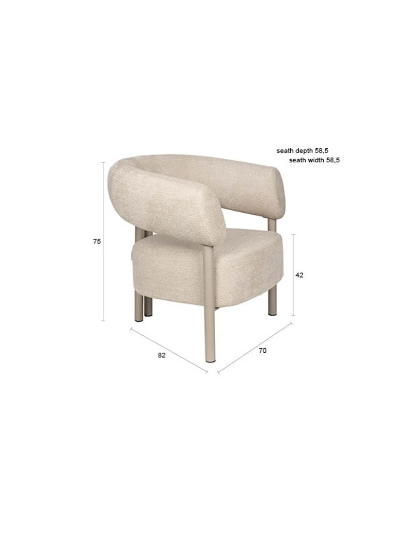 Zuiver Loungesessel Heels – Beige, Polyester, 70 × 82 × 75 cm