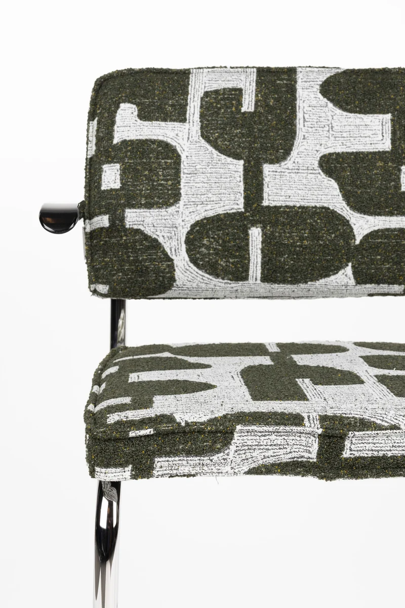 Zuiver Sessel Ridge Kink Deco Symbols – Grün, Polyester, 60 × 48 × 85 cm, 2er-Set