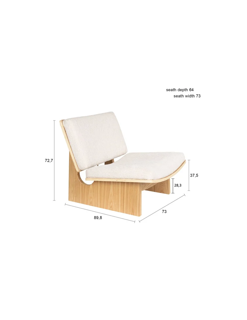 Zuiver Loungesessel Volana – Beige, Polyester, 89,8 × 73 × 72,7 cm