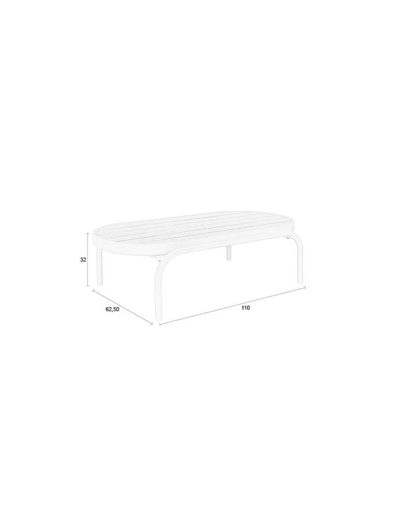 Zuiver Couchtisch Outdoor Vista – Beige, Aluminium, 110 × 62,5 × 32 cm