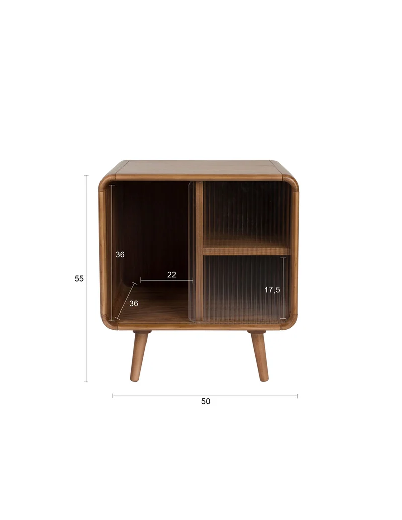 Zuiver Beistelltisch Bed Stand Rise – Nussbaum, Holz, 40 × 50 × 55 cm