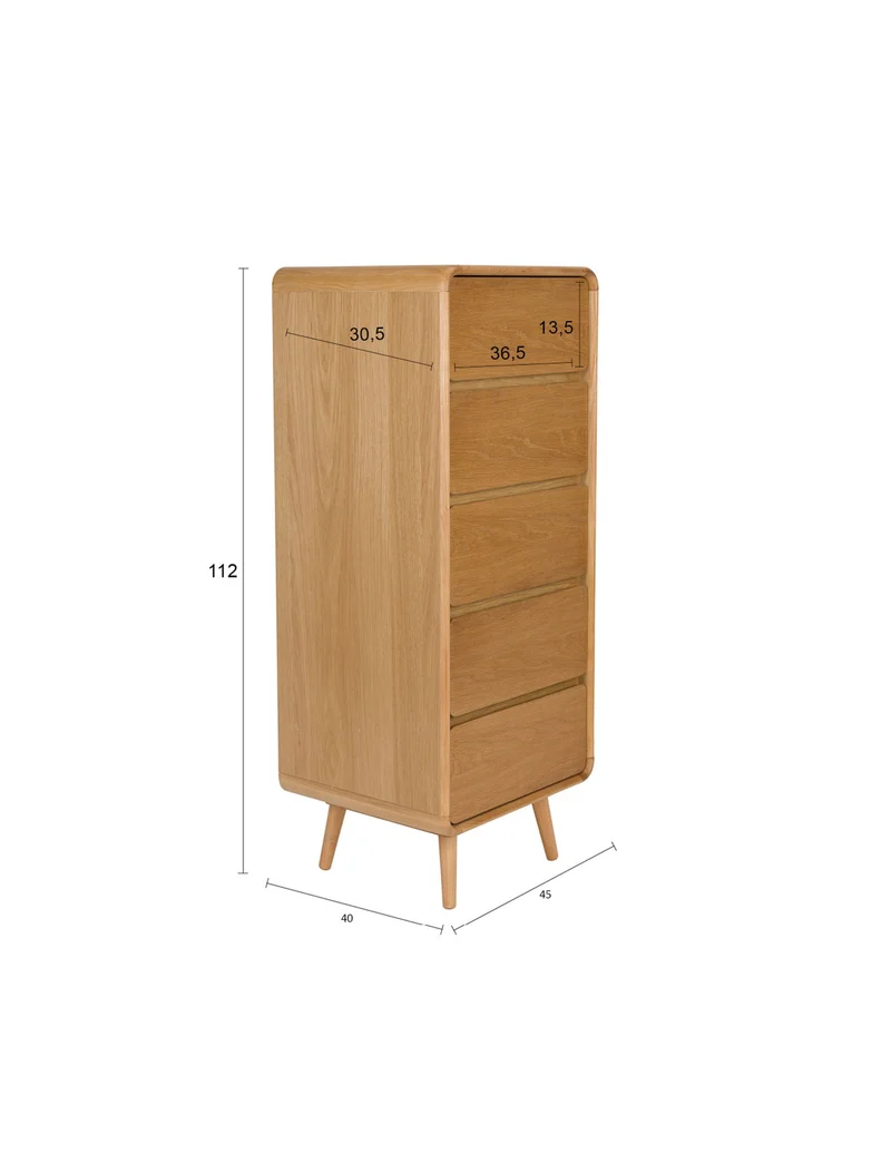 Zuiver Schrank Rise – Natur, Massives Eschenholz, 40 × 45 × 112 cm