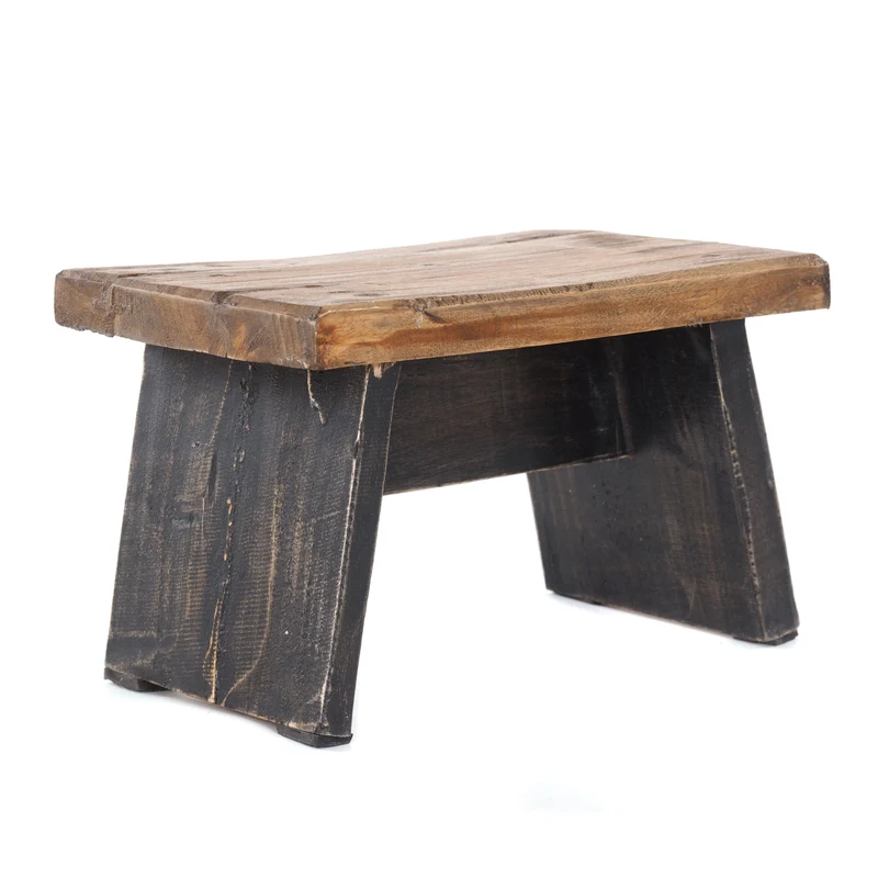 NOSTALGISCHER FUßHOCKER "SCHEMEL" | Mahagoni | Holzhocker | Farbe: 04 schwarz-natur