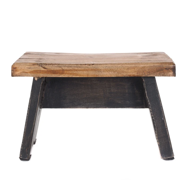 NOSTALGISCHER FUßHOCKER "SCHEMEL" | Mahagoni | Holzhocker | Farbe: 04 schwarz-natur
