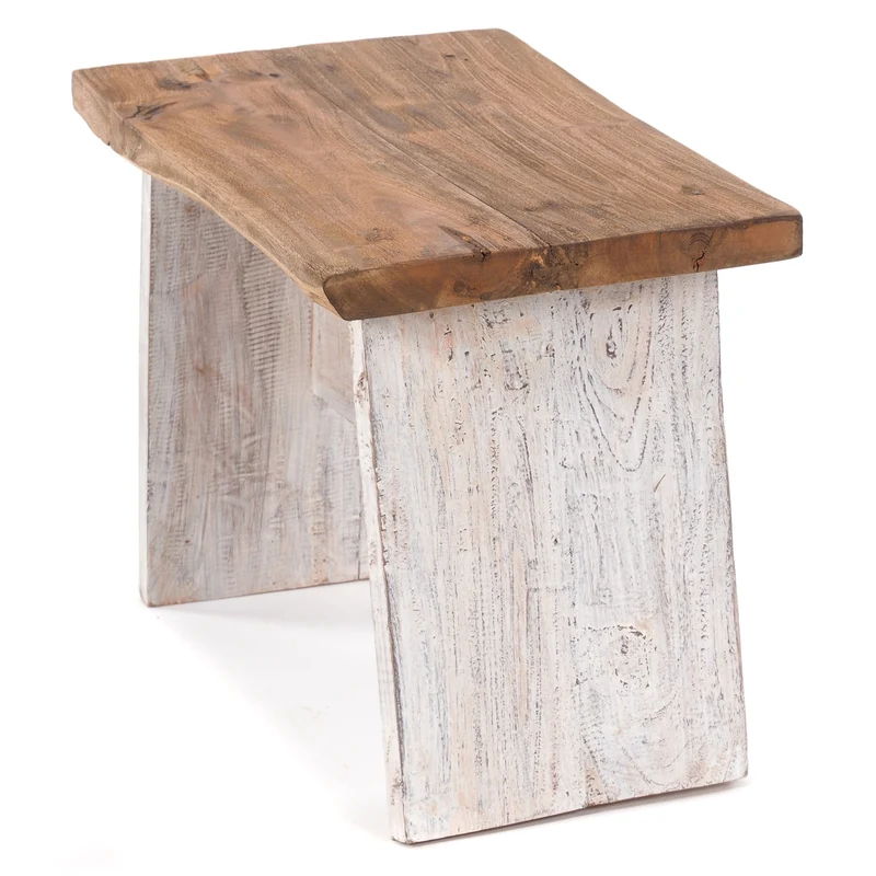 SITZBÄNKCHEN "SCHEMEL 40" | Mahagoni, 31x40x25cm | Fußhocker | Farbe: 05 weiß-natur