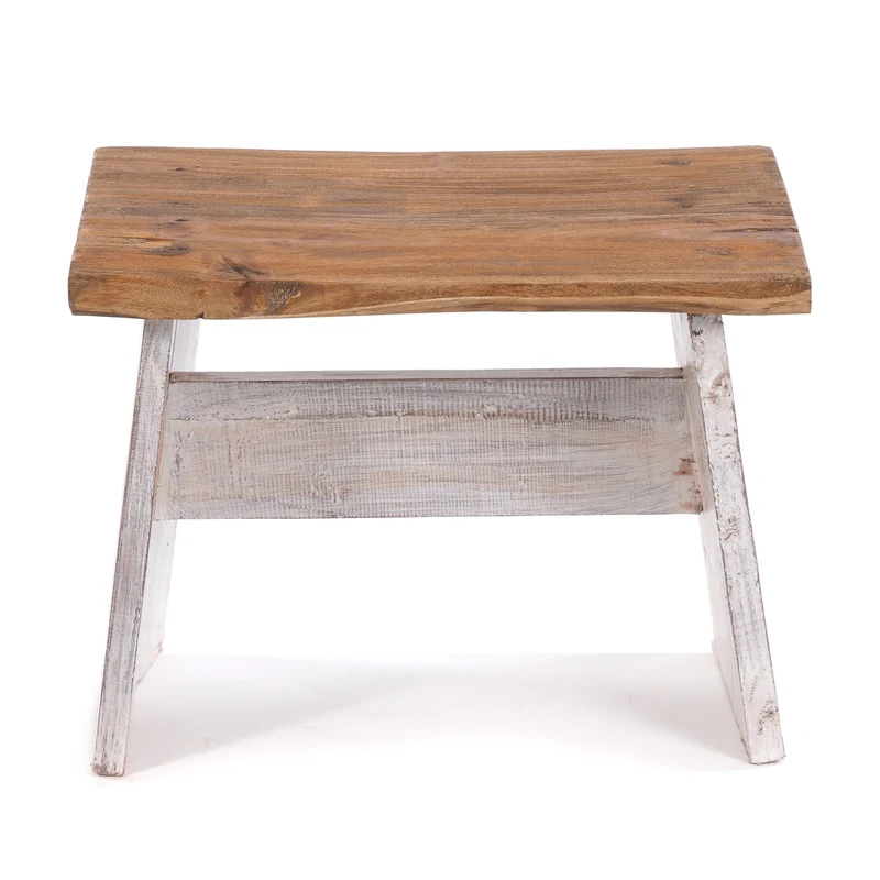SITZBÄNKCHEN "SCHEMEL 40" | Mahagoni, 31x40x25cm | Fußhocker | Farbe: 05 weiß-natur