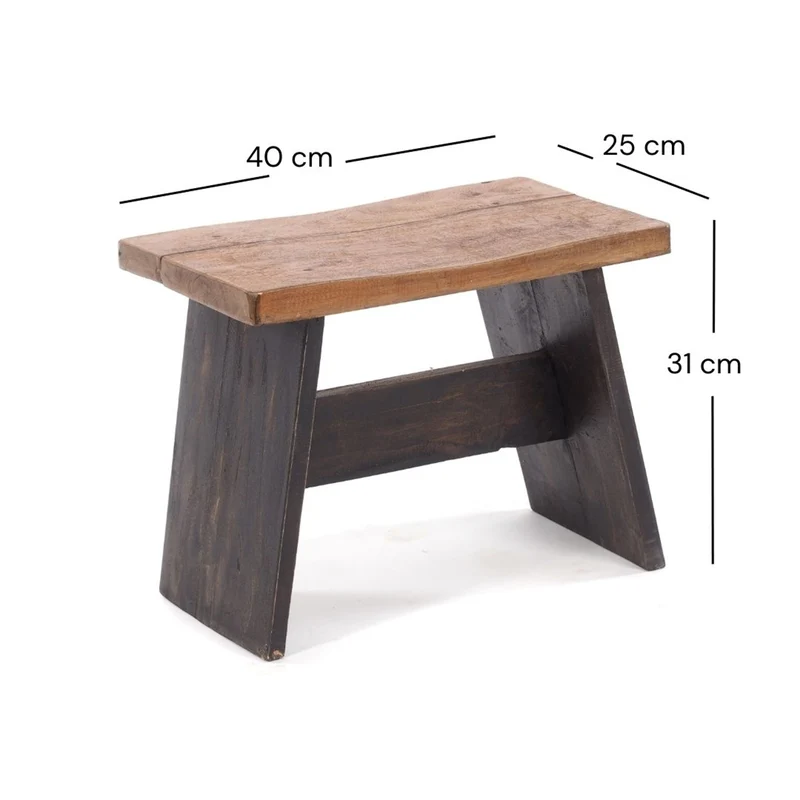 SITZBÄNKCHEN "SCHEMEL 40" | Mahagoni, 31x40x25cm | Fußhocker | Farbe: 04 schwarz-natur