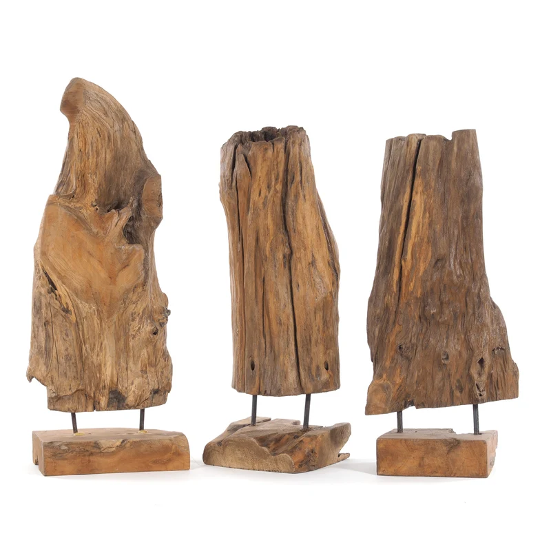 TREIBHOLZ SKULPTUR "ROOTS 80" | Teakholz rustikal | Dekofigur