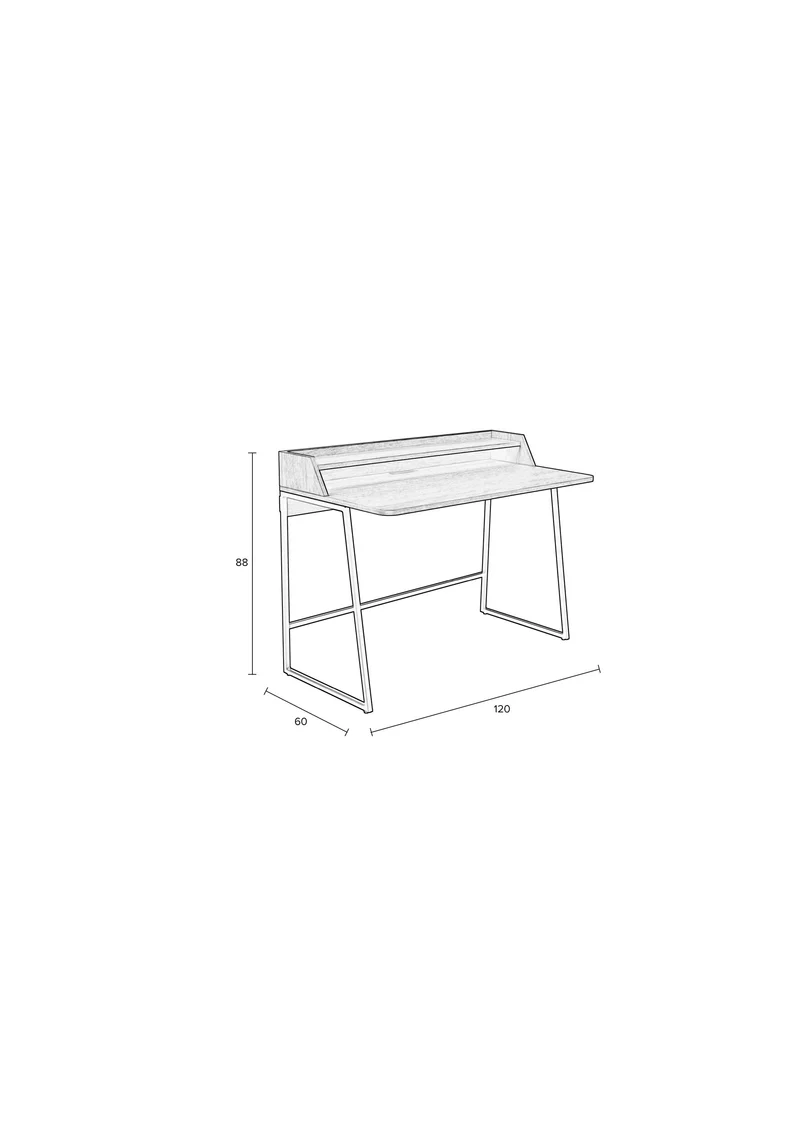 White Label Living Schreibtisch Table Giorgio – Natur, Holz, 120 × 60 × 88 cm