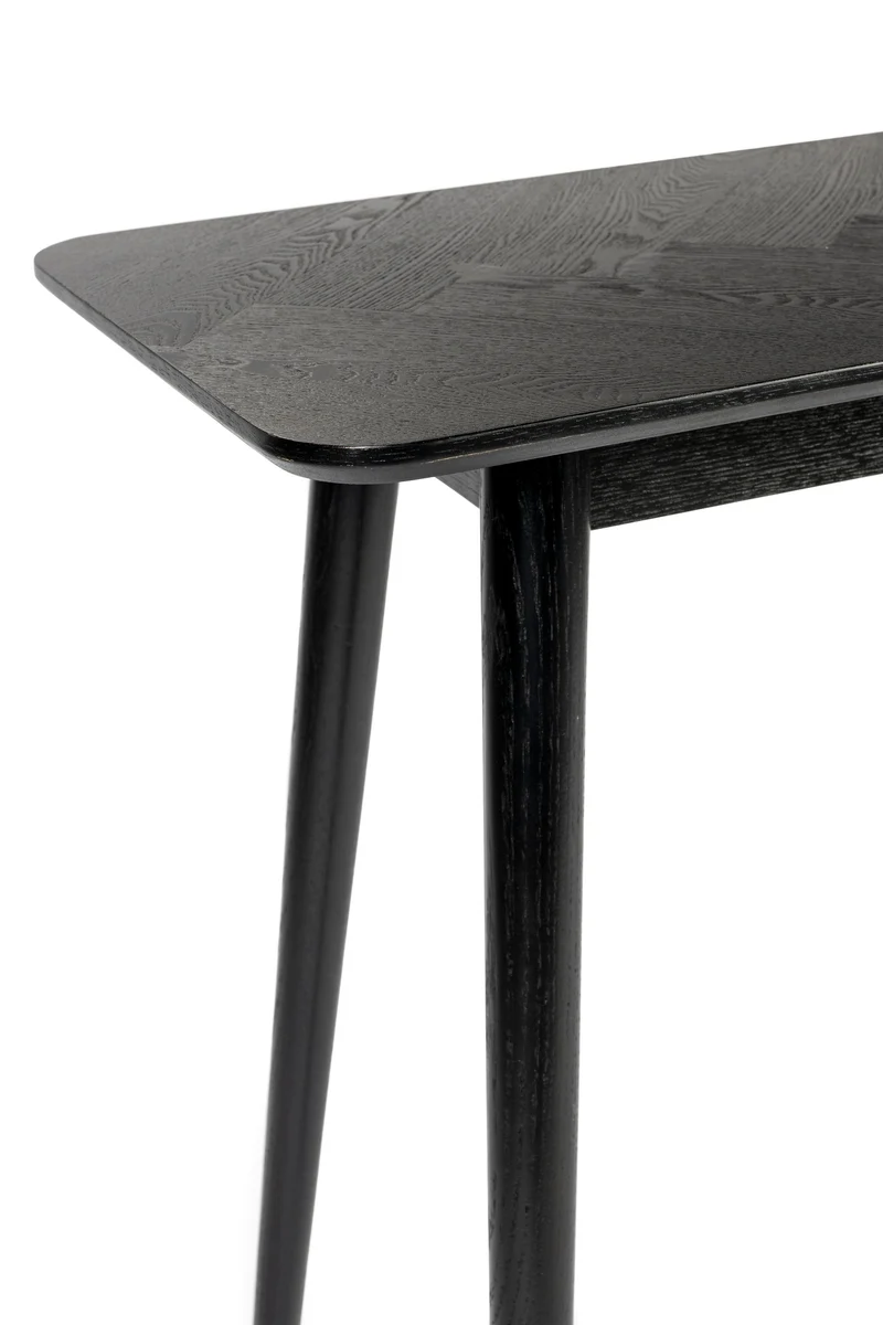 White Label Living Konsolentisch Fabio 120 × 40 – Schwarz, Massives Eichenholz