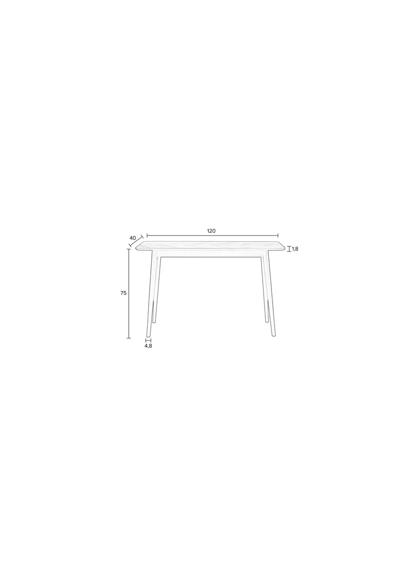 White Label Living Konsolentisch Fabio 120 × 40 – Schwarz, Massives Eichenholz