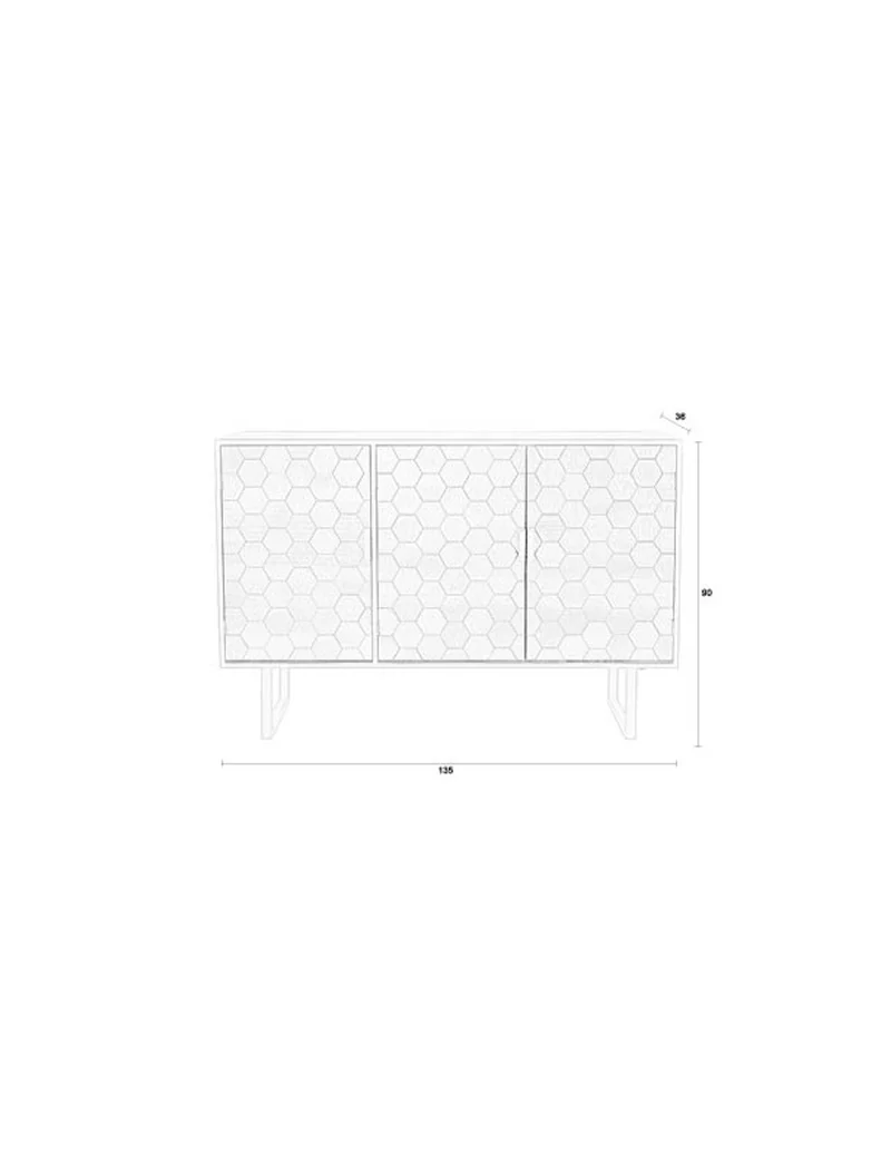 White Label Living Sideboard Linc Hoch – Massives Tannenholz, 36 × 135 × 90 cm